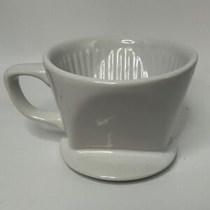 Sur La Table White Ceramic Stoneware Pour Over Coffee Dripper 3 Hole Flat Bottom